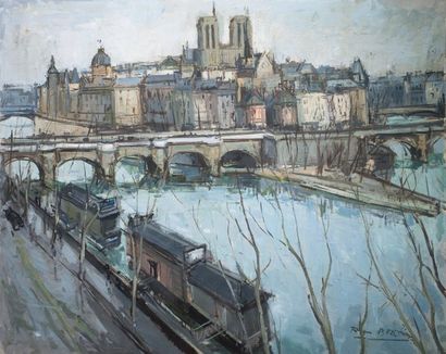 null Roger BERTIN (1915-2003)

Paris, la Seine et Notre-Dame

Huile sur toile, signée...