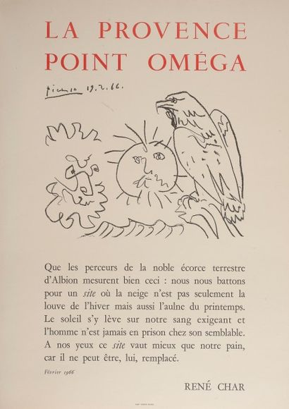 null Pablo PICASSO (1881-1973) LA PROVENCE POINT OMEGA Affiche sur papier 65 x 46,5...
