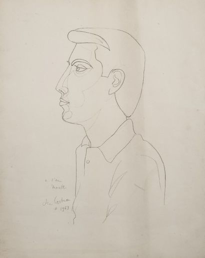 null Jean COCTEAU (1889-1963) 

Portrait, 1963 

Mine de plombs sur papier 

Signée...