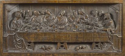 null D’après Léonard de Vinci

Bronze patiné figurant la Cène

Italie, XVIème siècle.

Haut....
