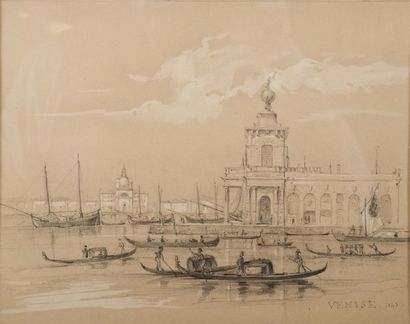 null Jean KOECHLIN-DOLLFUS

(? 1801 – ? 1870)

Vue de Venise, la douane

Crayon noir...