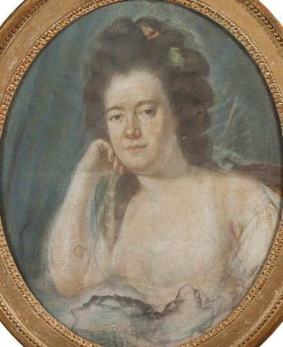 null Attribué à Claude Jean – Baptiste HOUIN

(1750 – 1817)

Jeune femme pensive

Pastel,...