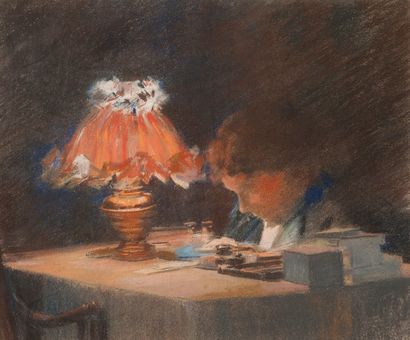 null Ecole FRANCAISE du début du XXème siècle

L’étude à la lueur de la lampe

Pastel

37...