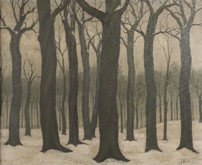 null L. Widar (XXème siècle) - Ecole Belge

Sous-bois sous la neige

Huile sur toile,...