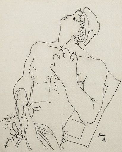 null Jean COCTEAU (1889-1963) 

Erotique 

Encre sur papier 

Signée en bas à droite...