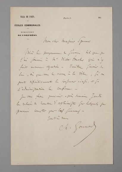null GOUNOD Charles [Paris, 1818 - id., 1893], compositeur français.

Lettre autographe...