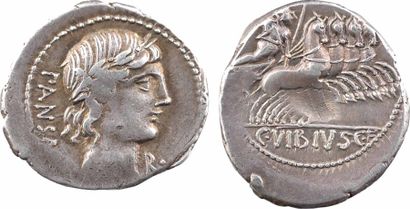 null Vibia, denier, Rome, 90 av. J.-C.

A/PANSA

Tête laurée d'Apollon à droite ;...
