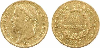 null Premier Empire, 20 francs Empire, 1812 Rome

A/NAPOLEON - EMPEREUR.

Tête laurée...