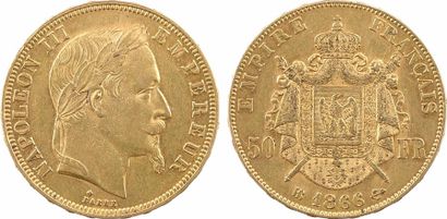 null Second Empire, 50 francs tête laurée, 1866 Strasbourg

A/NAPOLEON III - EMPEREUR

Tête...