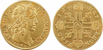 null Louis XIII, double louis d'or, 1640 Paris

A/LVD. XIII. D. G. - FR. ET. NAV....
