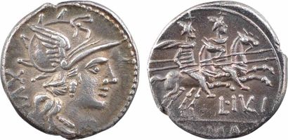 null Julia, Lucius Julius, denier, Rome, 141 av. J.-C.

A/Anépigraphe

Tête casquée...