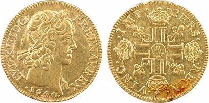 null Louis XIII, louis d'or à la mèche courte, 1640 Paris

A/LVD. XIII. D. G. - FR....