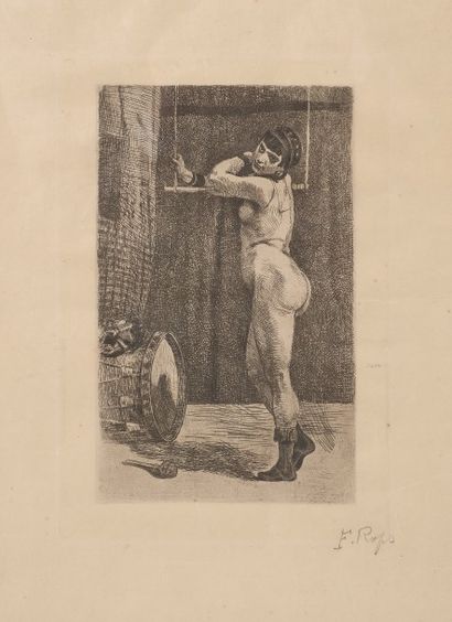 null Félicien ROPS (1833-1898)

Femme nue au trapèze

Gravure en noir.

Signé au...