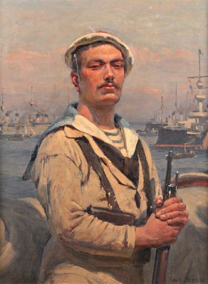 Paul JOBERT (1863-1942) Le Fusilier marin toile. signé en bas à droite. 60 x 44,5...
