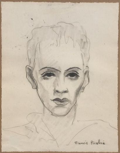 Francis PICABIA (1879-1953) Portrait d'homme crayon et fusain sur papier. signé en...