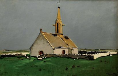Robert HUMBLOT (1907-1962) L'église de Viaux, 1956 toile. signé et daté en bas à...