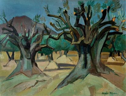Roger WORMS (1907-1980) Les oliviers, circa 1960 toile. signé en bas à droite. 46...
