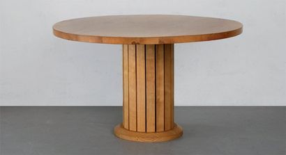 Travail MODERNE Table de salle à manger en bouleau de norvège, plateau circulaire,...