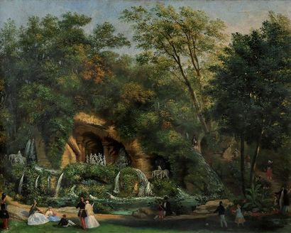 Artus DESPAGNE (Actif en France au XIXe siècle) Les Bains d'Apollon Sur sa toile...