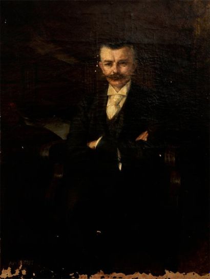 Anne Marie ESPRIT (Lyon 1866 - ? 1926) Portrait de Sir Lipton Toile. Signé et daté...