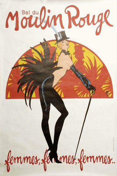 René GRUAU ?Bal du Moulin Rouge, Femmes, femmes, femmes'. 120 x 79,5 cm. A