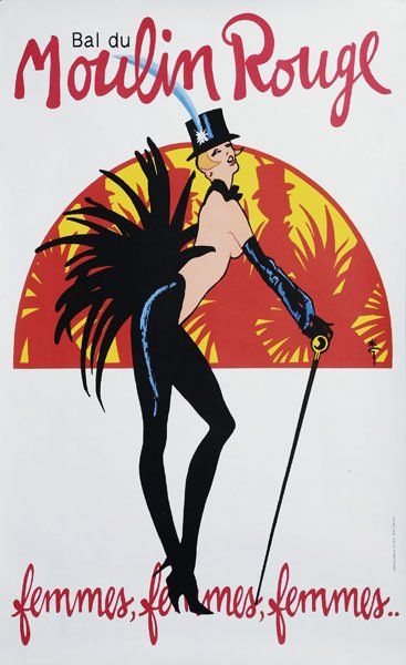 René GRUAU ?Bal du Moulin Rouge, Femmes, femmes, femmes'. 60 x 40 cm. A -