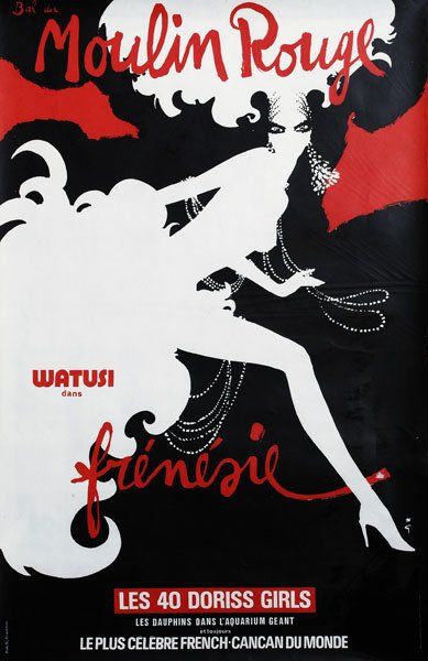 René GRUAU ?Bal du Moulin Rouge, Frénésie, spectacle avec Watusi et les 40 Doriss...