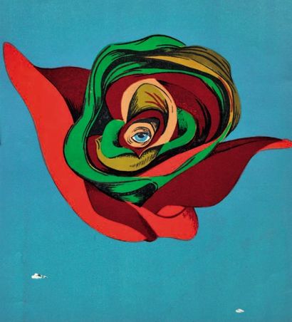 FÉLIX LABISSE (1905-1982) L'oeil dans une rose Lithographie couleur SC