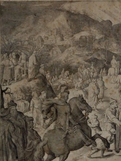 Nicolaes de BRUYN La Crucifixion (Hollstein 77) 43,5 x 69 cm. Burin. Belle épreuve...