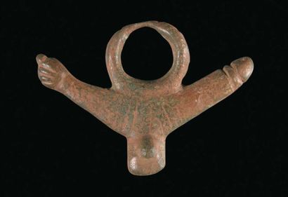 null Amulette en bronze d'époque romaine. Dim. : 7 cm Bronze amulet. Votive phallus...