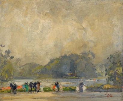 Eugène-Louis GILLOT (1868-1925) Le Bois de Boulogne Huile sur panneau. Signée en...