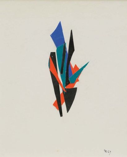 Guitou KNOOP (1909-1985) Composition, 1967 Collage sur papier monogrammé et daté...