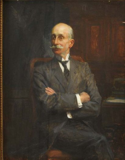 Jean Joseph WEERTS (1847-1927) Portrait de notable Panneau. Signé en bas à gauche.47...