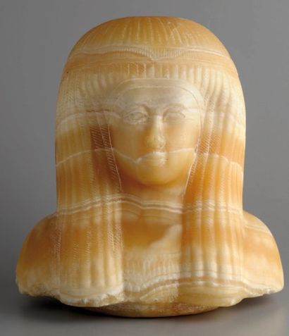 Égypte, Nouvel Empire (1552-1070 avant J.-C.) Bouchon de vase Canope représentant...