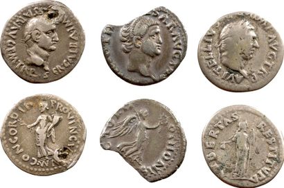 MONNAIES ANTIQUES Lot de 3 rares deniers : Galba, Othon, Vitellius. R. Lot comprenant...