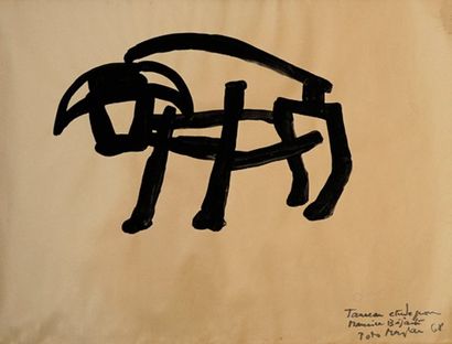Toto MEYLAN Taureau, étude pour Maurice Béjart, 1968 gouache sur papier Signée, titrée...