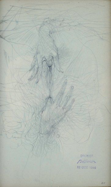 Hans BELLMER (1902-1975) Composition Mine de plomb sur papier Cachet Drouot Bellmer...