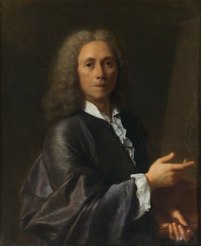 ROBERT LEVRAC TOURNIÈRES (CAEN 1667-1752) Portrait d'un artiste Sur sa toile d'origine....