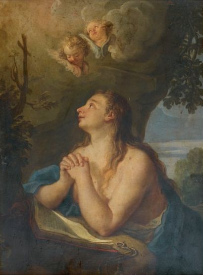ATTRIBUÉ À PAOLO MONALDI (VERS 1710-VERS 1779) Sainte Madeleine en prière Cuivre....