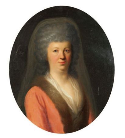 ÉCOLE ALLEMANDE VERS 1780 Portrait de femme Toile ovale marouflée sur carton, probablement...
