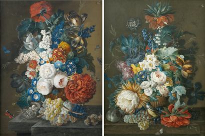 ÉCOLE AUTRICHIENNE DU XVIIE SIÈCLE, ENTOURAGE DE JOSEPH NIGG Bouquet de fleurs avec...