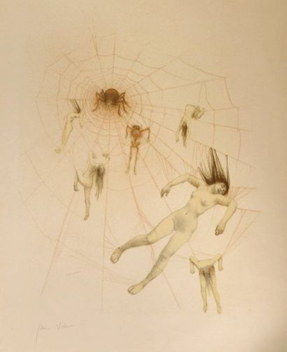 Jean VEBER (1864-1928) L'araignée Estampe couleur. Signé en bas à droite et numéroté...