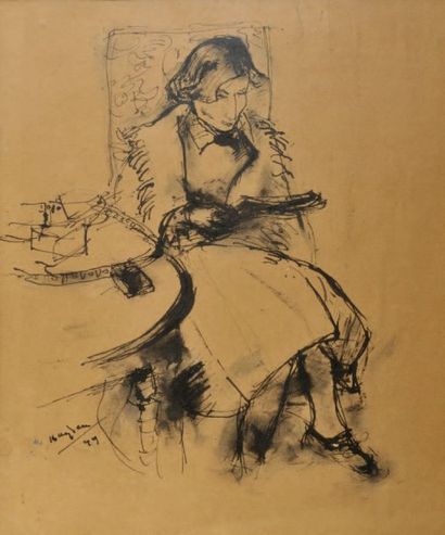 HAYDEN Henryk/Henri (Varsovie 1883 - 1970 Paris) Femme assise [Madame Hayden] (1942)...