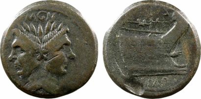 null Sextus Pompée, as, Sicile, 43-36 av. J.-C. A/MAGN Tête laurée janiforme de Pompée...