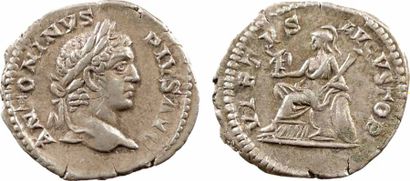 null Caracalla, denier, Rome, 206-210 A/ANTONINVS PIVS AVG Tête laurée à droite R/VIRTVS...