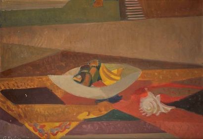 Greta KNUTSON-TZARA (1899-1983) Composition à la corbeille de fruits Huile sur toile,...