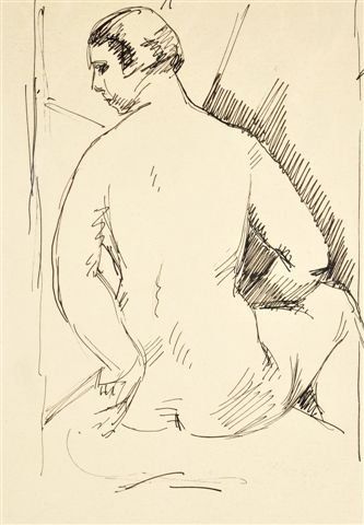 Charles KVAPIL (1884-1958) Nu de dos Plume sur papier 23 x 18 cm