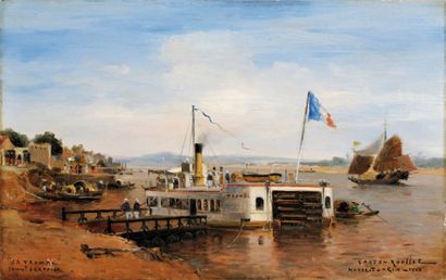 Gaston ROULLET (Ars 1847 - Paris 1825) La Trombe Panneau. Signé, localisé et daté...