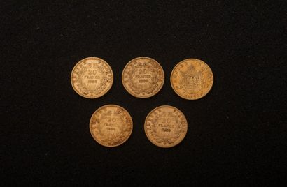 null 5 pièces 20 FF or 1859-1860-1862