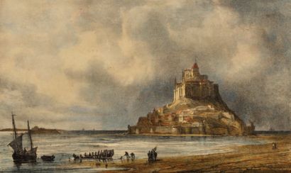 C. MOLTE d'après Th. GUDIN (1802 - 1880) Vue du Mont Saint Michel Lithographie en...